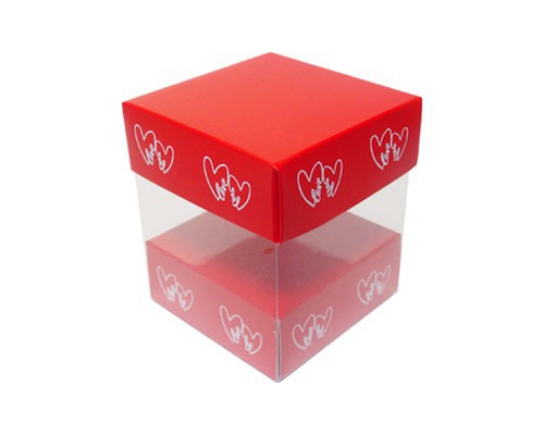 Skylinebox L80xW80xH80mm exterior Double hearts red/white